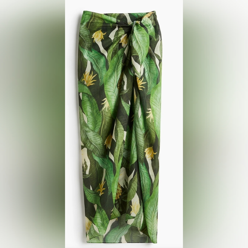 H&M Green Leaf Print Swim Sarong